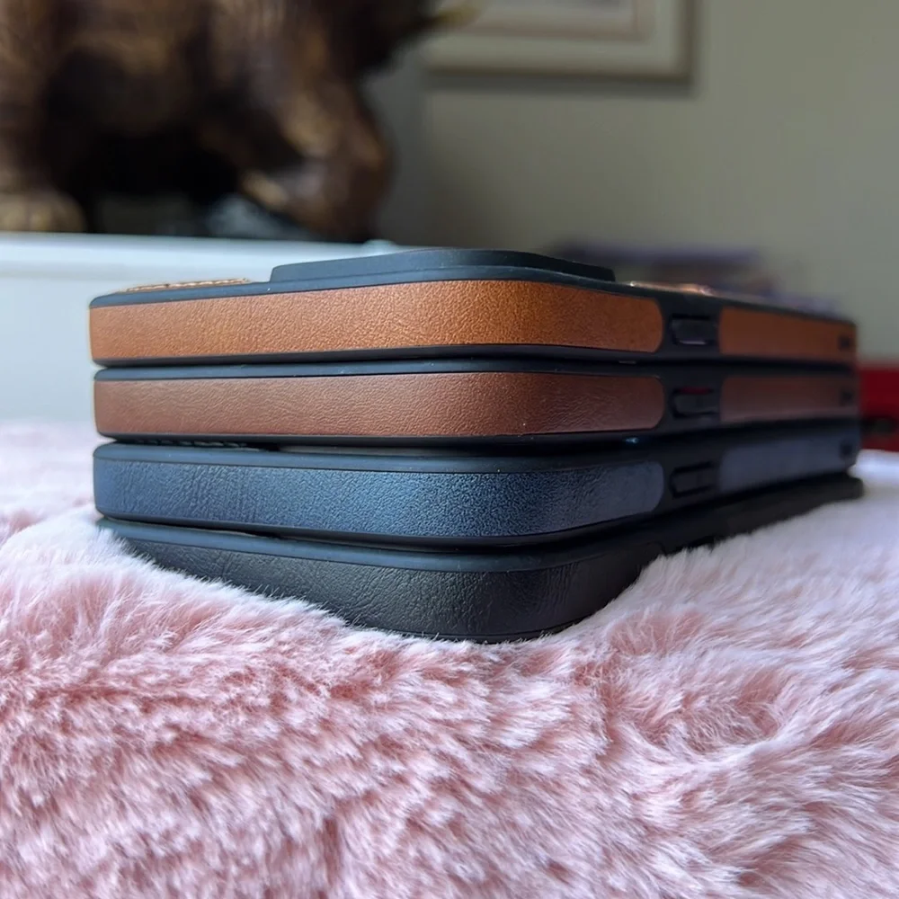 For iPhone 14 PLUS leather phone case with pocket holder with stitching cover